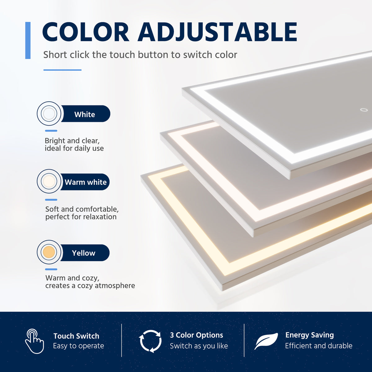 Nivor 80"x32" Dimmable LED Full-Length Floor Framed Mirror with Stand, 3-Color Lights & Wall-Mount Option