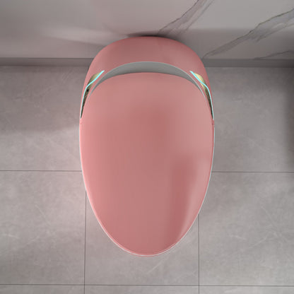 EP Exbrite Unique Smart Toilet with Bidet Built In, Intelligent One Piece Toilet For Modern Bathroom, Auto Open/Close Seat, Foot Sensor, LED Display,Night Light, Warm Water & Dryer,Pink