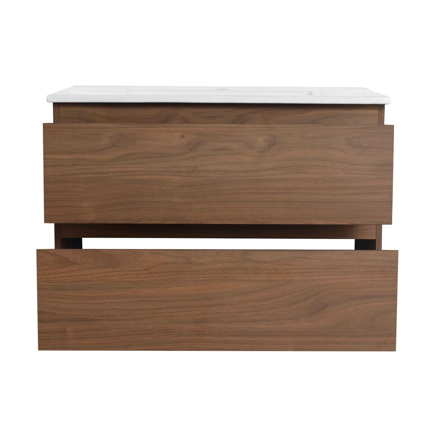 30' Wall-Mounted Bathroom Vanity With Ceramic Sink, KD-Package,2-Soft Close Drawers, KD-Package
