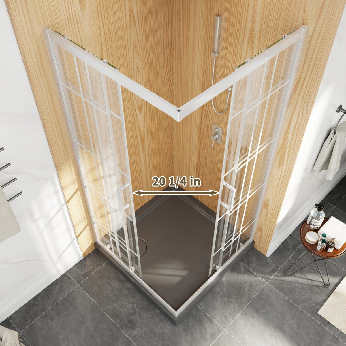 Haven-S 36" x 72" Corner Shower Enclosure,6mm Clear Glass,Double Sliding Shower Doors,White,Not Base,Adjustable