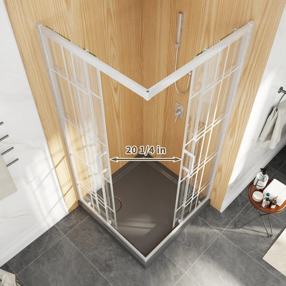 Haven-S 36" x 72" Corner Shower Enclosure,6mm Clear Glass,Double Sliding Shower Doors,White,Not Base,Adjustable