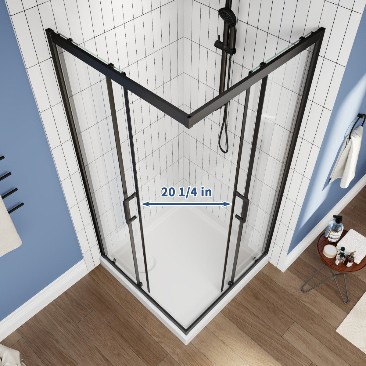 Haven 36" x 72" Matte Black Corner Shower Enclosure,6mm Clear Glass,Double Sliding Shower Doors,Not Base,Adjustable