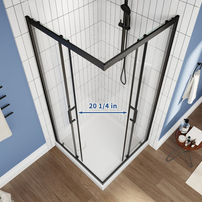 Haven 36" x 72" Matte Black Corner Shower Enclosure,6mm Clear Glass,Double Sliding Shower Doors,Not Base,Adjustable