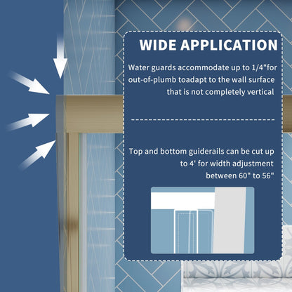 Glide 44-48" Wide x 70" Sliding Glass Shower Doors Frame in Brushed Gold,Clear Tempered Glass