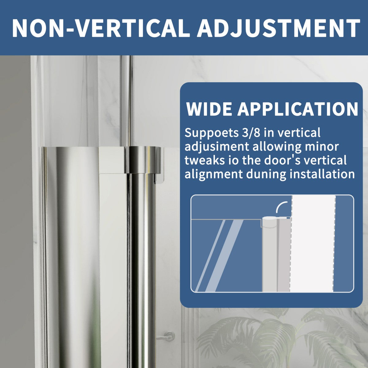 Adapt-E 34 in.W x 72 in.H Bifold Frameless Folding Glass Shower Doors,Chrome Finish,Pivot Swing Shower Doors,1/4 in.Fold Clear Glass