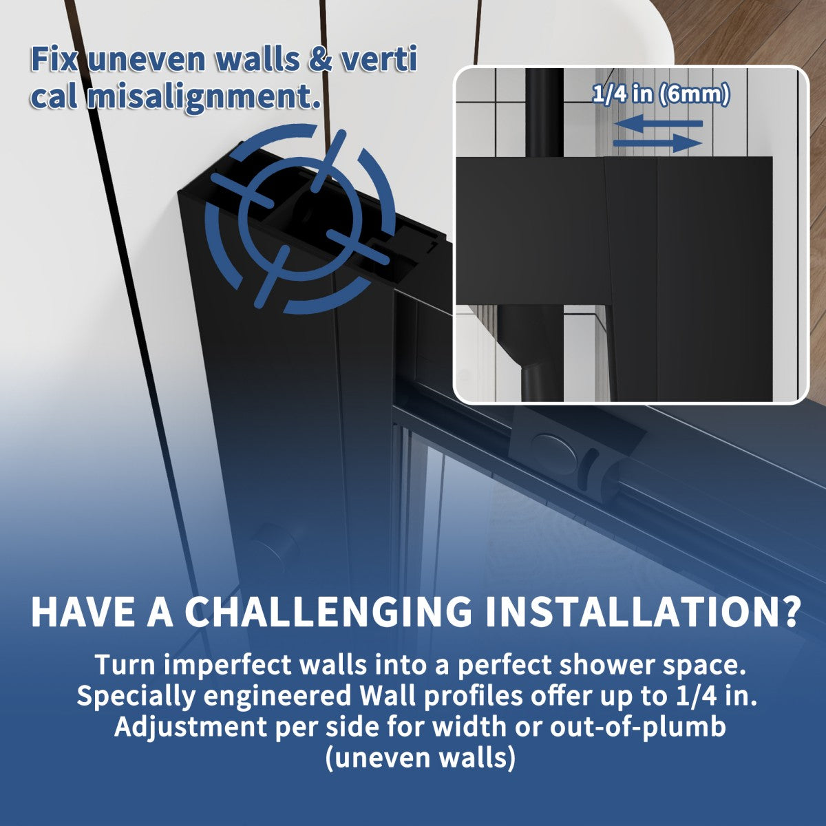 Haven 36" x 72" Matte Black Corner Shower Enclosure,6mm Clear Glass,Double Sliding Shower Doors,Not Base,Adjustable