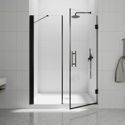 Valor-W Allsumhome 56-58"Wx71"H Semi-Frameless Pivot Glass Shower Door,Pivot Shower Door,SGCC Tempered Glass,Matte Black,Reversible Installation