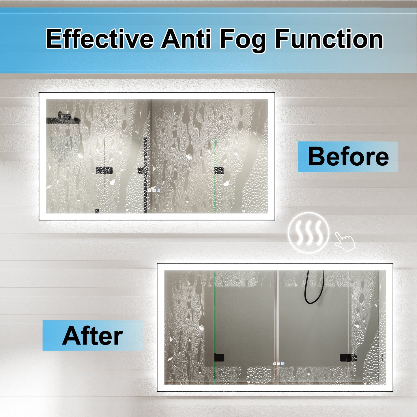 Apex-Noir 55"x30" Framed LED Lighted Bathroom Mirror