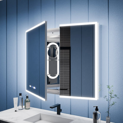 Illusion 40" x 32" LED Medicine Cabinet with Lights, Magnifiers Front and Back Light