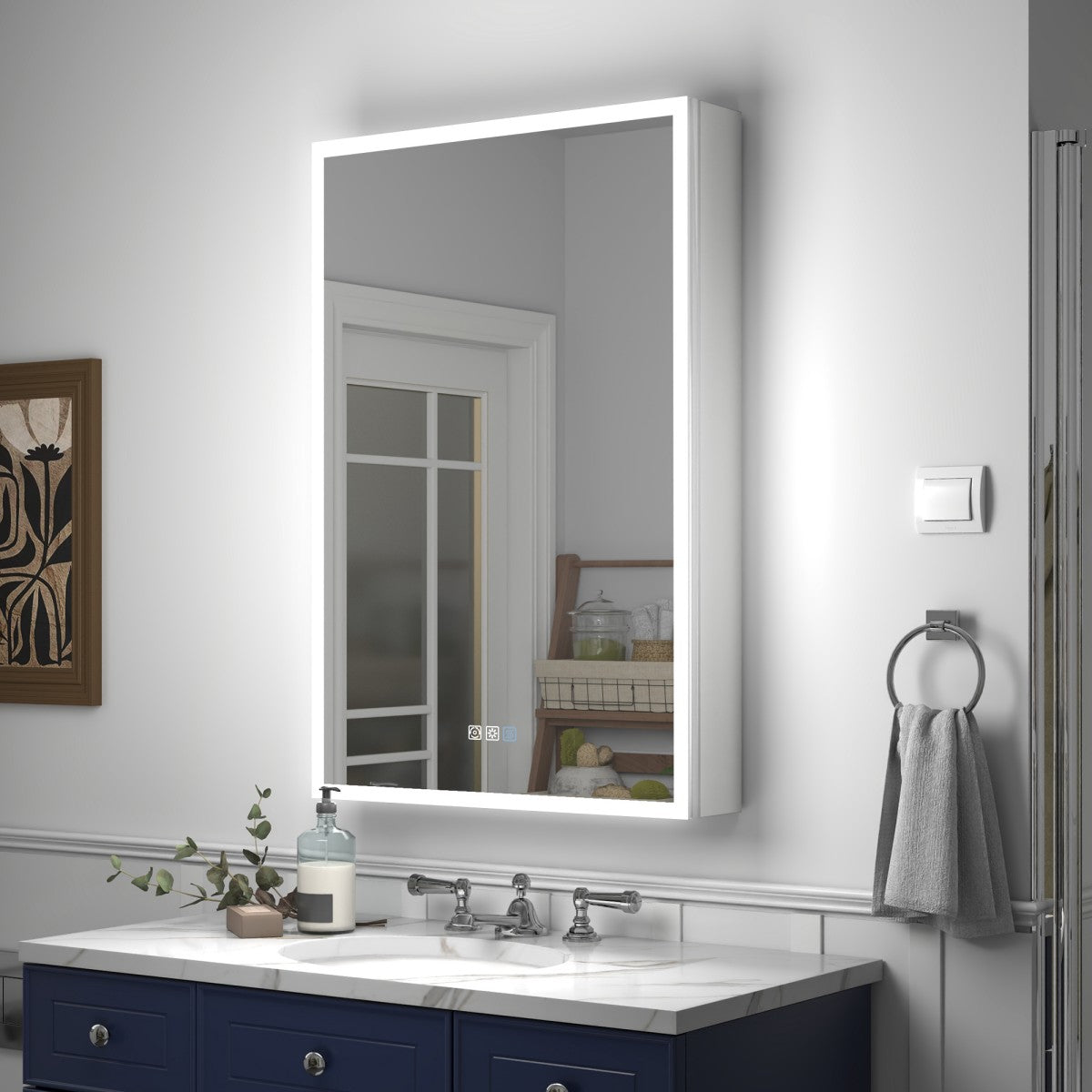 Recessed Medicine Cabinet With Mirror 24 X 36 | Rim LED Lighted