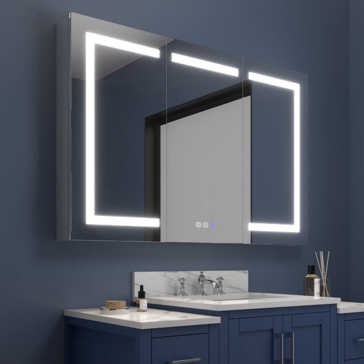 Boost-M2 48" W x 32" H LED Lighted Recessed Medicine Cabinets with Mirror - Surface or Recessed Installation