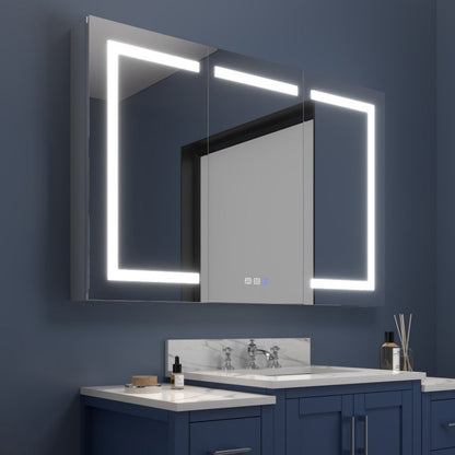 Boost-M2 48" W x 32" H LED Lighted Recessed Medicine Cabinets with Mirror - Surface or Recessed Installation