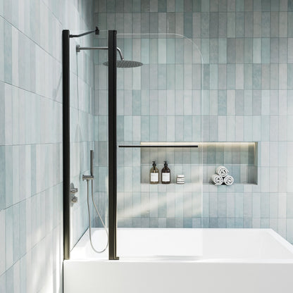 Classy-LB 35.2-36" x 58" Bathtub Screen Panel Pivot Swing Shower Door for Bathtub 180° Pivot 6mm Tempered Glass,Black