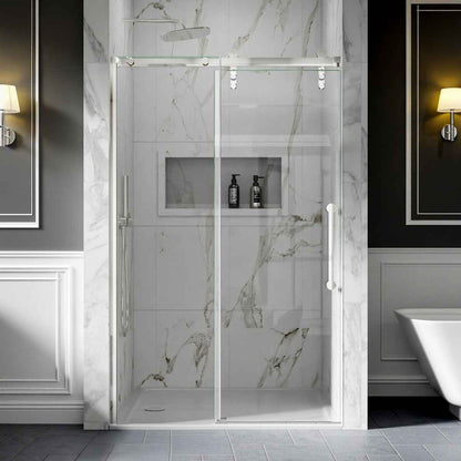 44-48" x 76" Frameless Sliding Shower door,Chrome,Easy clean|ExBrite Elysian-M Series