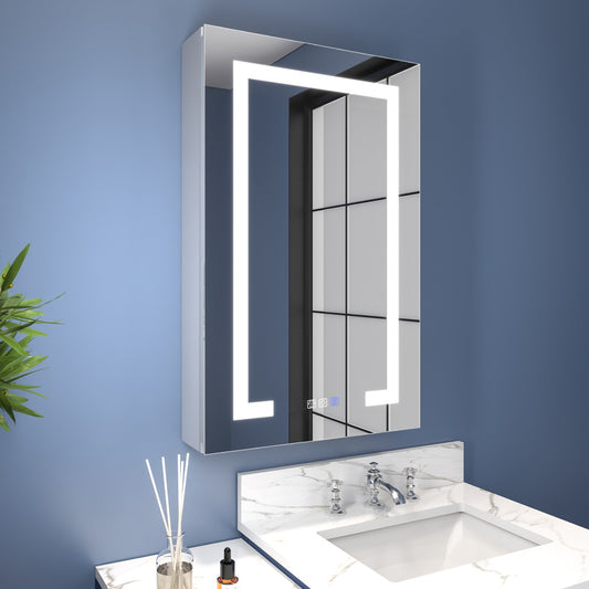 Boost-M2 20" W x 32" H Bathroom Narrow Light Medicine Cabinets with Vanity Mirror Recessed or Surface, Left Hinge