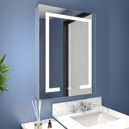 Boost-M2 24" W x 32" H LED Lighted Bathroom Medicine Cabinet with Mirror, Right Hinge