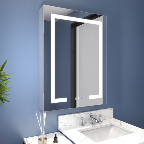 Boost-M1 24" W x 32" H Lighted Medicine Cabinet with Mirror, Right Hinge