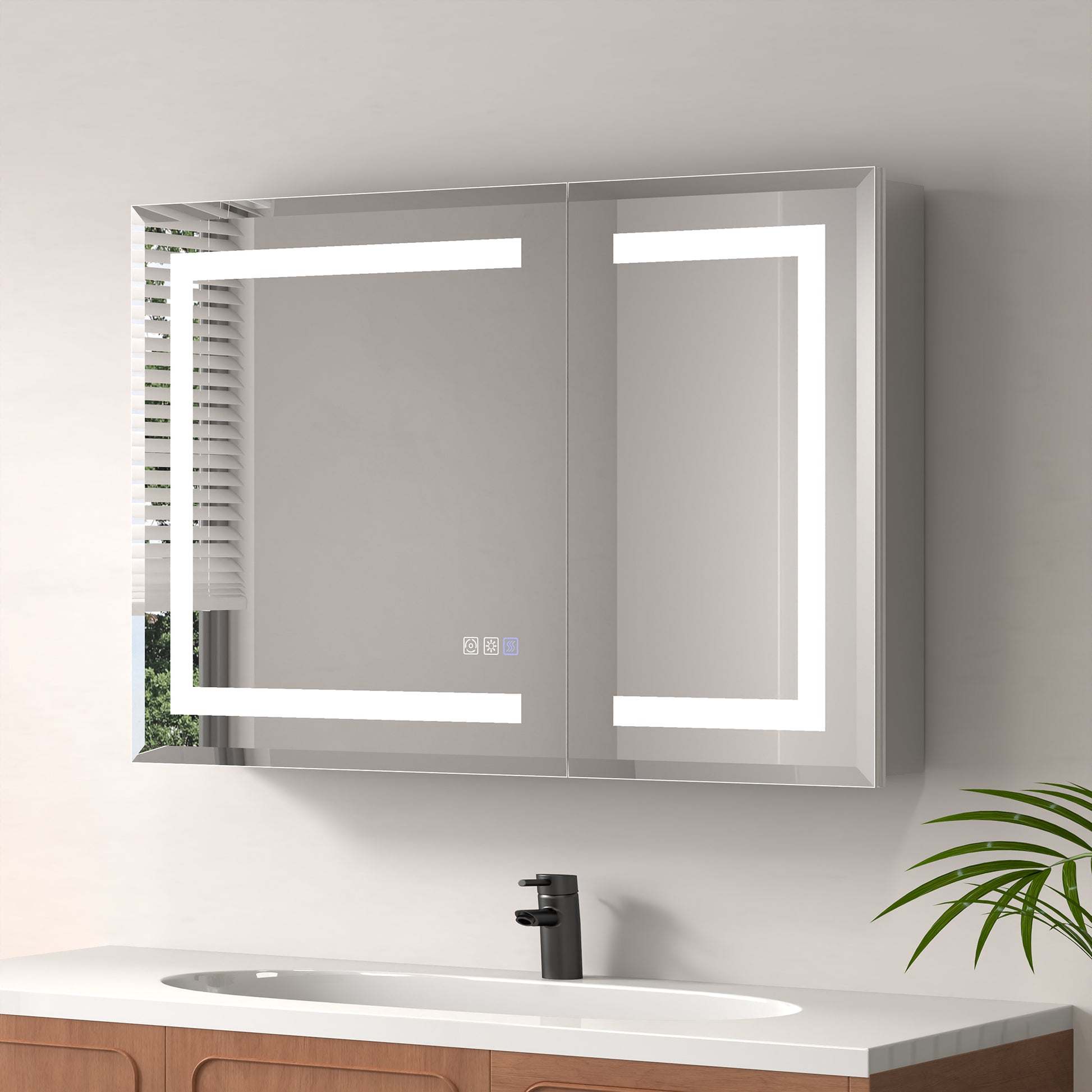 ExBrite 36" x 24" LED Lighted Medicine Cabinet with Adjustable Shelves, Anti-Fog, Beveled Design, Recessed or Surface Mount - ExBriteUSA