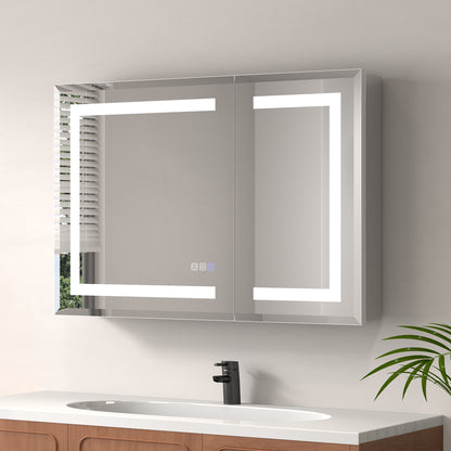ExBrite 36" x 24" LED Lighted Medicine Cabinet with Adjustable Shelves, Anti-Fog, Beveled Design, Recessed or Surface Mount - ExBriteUSA