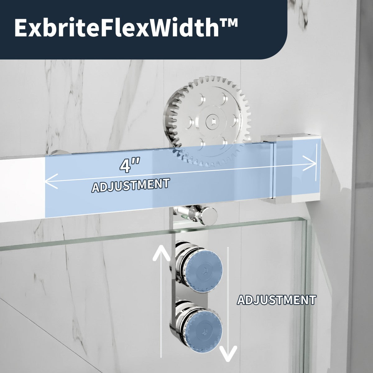 56-60" x 76" Frameless Sliding Shower door,Chrome,Easy clean,Fixed Glass Left|ExBrite Elysian-S Series