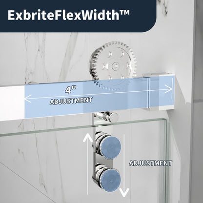 56-60" x 76" Frameless Sliding Shower door,Chrome,Easy clean,Fixed Glass Left|ExBrite Elysian-S Series