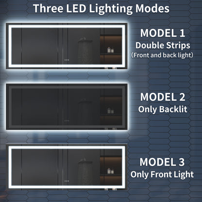 Apex 84" W x 32" H LED Bathroom Large Light Led Mirror,Anti Fog,Dimmable,Three Lighting Modes
