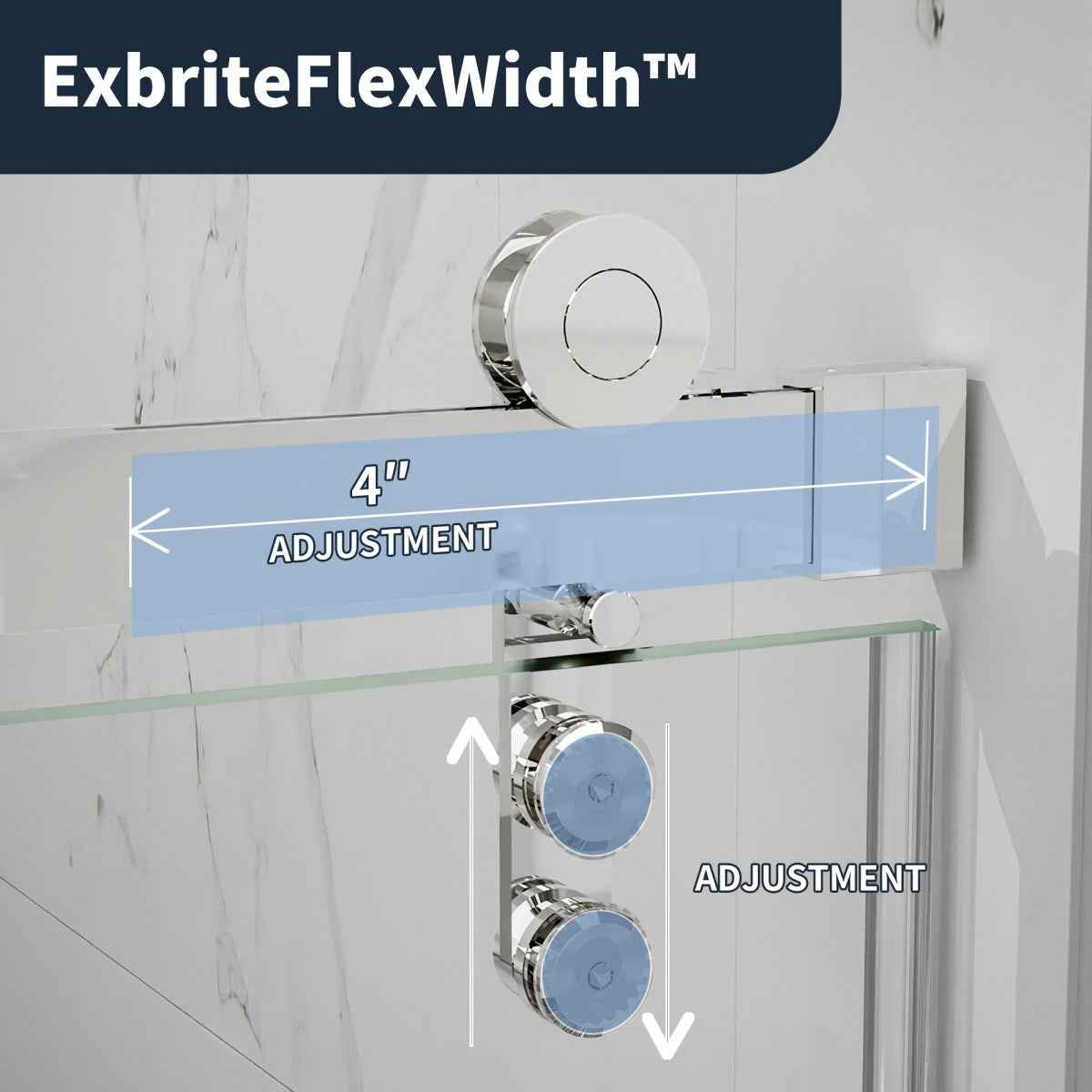 44-48" x 76" Frameless Sliding Shower door,Chrome,Easy clean|ExBrite Elysian-M Series