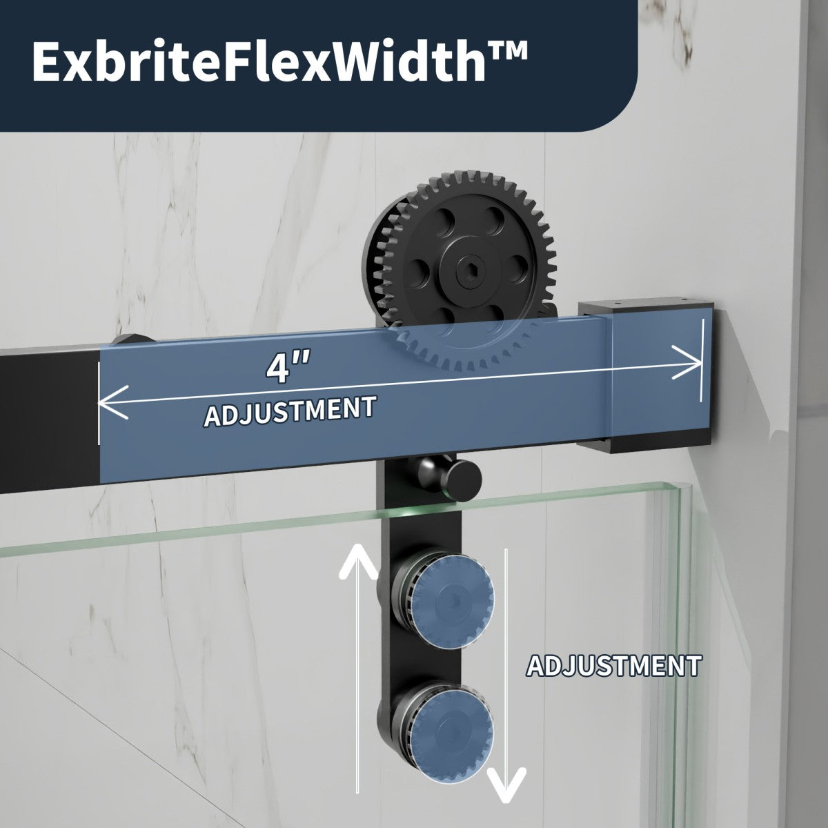 56-60" x 76" Frameless Sliding Shower door,Matte Black,Easy clean,Fixed glass left|ExBrite Elysian-S Series