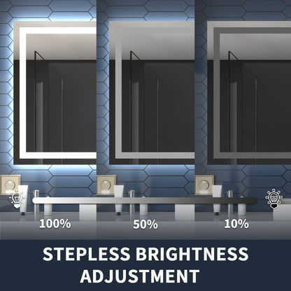108" W x 48" H Lighted Bathroom Large Light Led Mirror,Anti Fog,Dimmable,Three Lighting Modes|Apex
