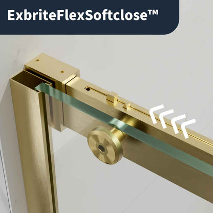 44-48" x 76" Frameless Sliding Shower door,Brushed Gold,Easy clean|ExBrite Elysian-S Series