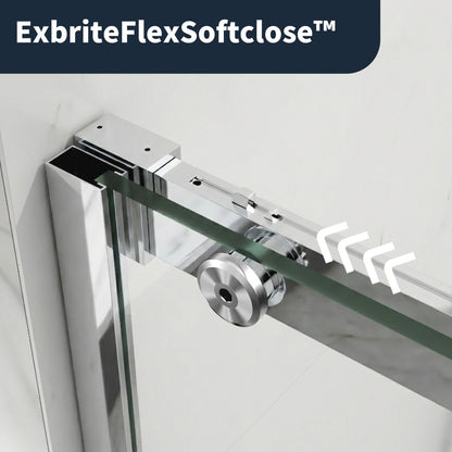 56-60" x 76" Frameless Sliding Shower door,Chrome,Easy clean,Fixed Glass Left|ExBrite Elysian-R Series