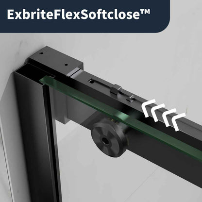 44-48" x 76" Frameless Sliding Shower door,Matte Black,Easy clean|ExBrite Elysian-S Series
