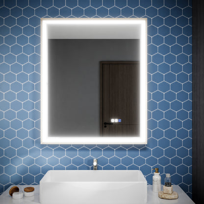 Verloar 30" W x 36" H Framed Lighted Bathroom  Mirror,Dimmable,Anti Fog,Front-Lit Illumination,Brushed Nickel