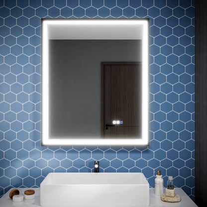 Verloar 30" W x 36" H Framed Lighted Bathroom  Mirror,Dimmable,Anti Fog,Front-Lit Illumination,Matte Black