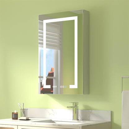Boost-M1 20" W x 32" H Bathroom Narrow Light Medicine Cabinet with Lights and Mirror, Recessed or Surface, Left Hinge