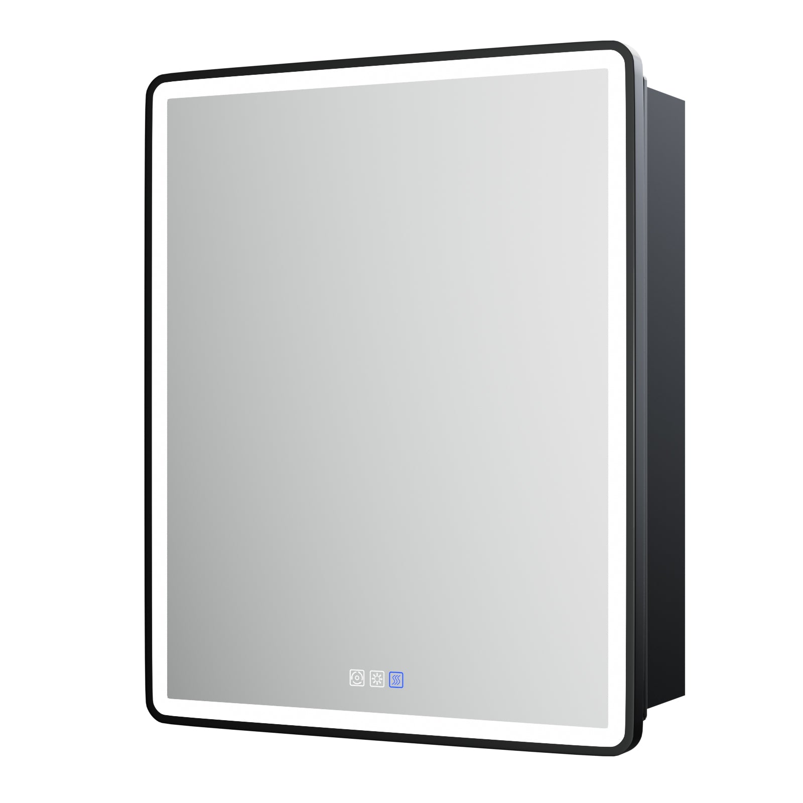 ExBrite 24" W x 30" H Light Medicine Cabinet Recessed or Surface Mount Adjustable Shelves Vanity Mirror Cabinet, Rounded Corner Door with Black Iron Frame, Hinge on the Right - ExBriteUSA