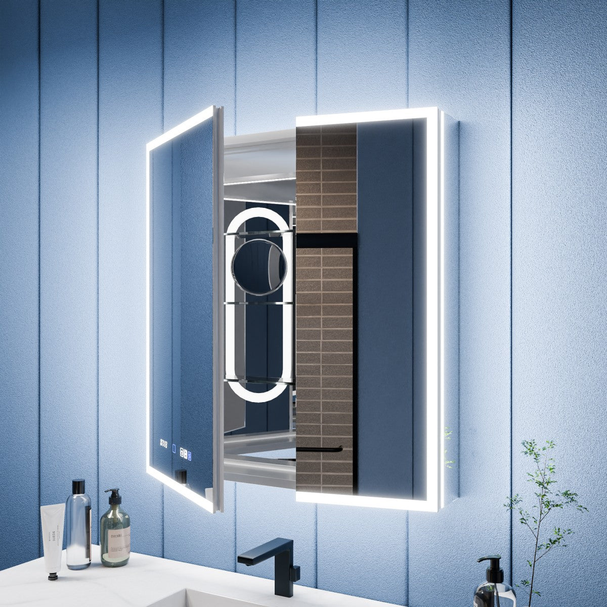 Illusion 36" x 32" LED Surface or Recessed Medicine Cabinet with Mirror Front and Back Light