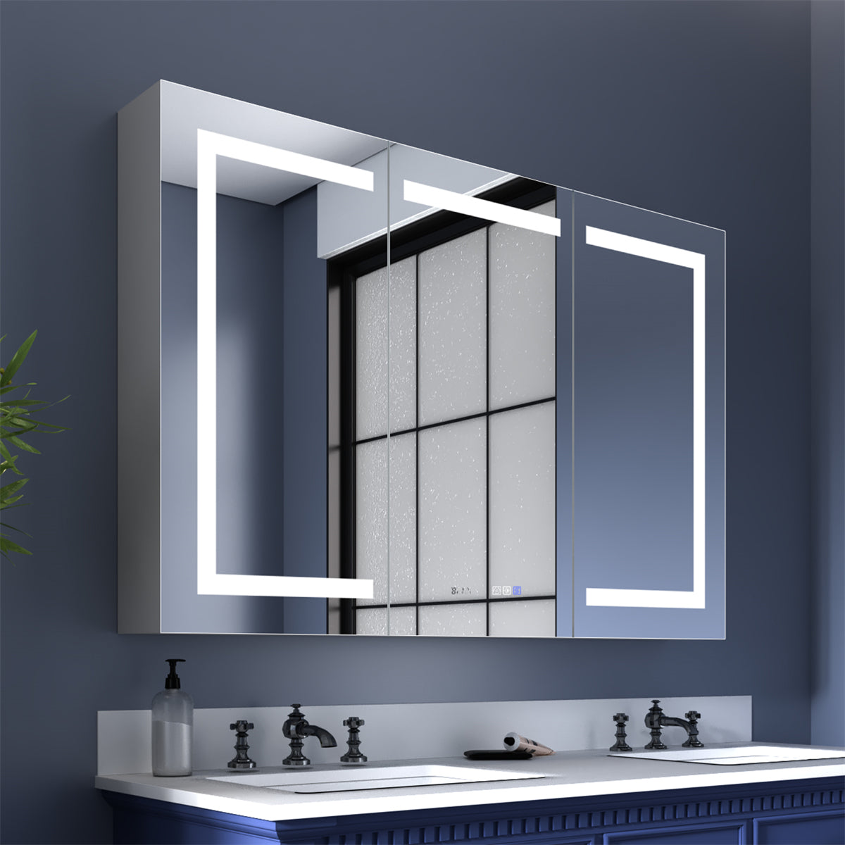 Boost-M2 48" W x 32" H LED Lighted Recessed Medicine Cabinets with Mirror - Surface or Recessed Installation