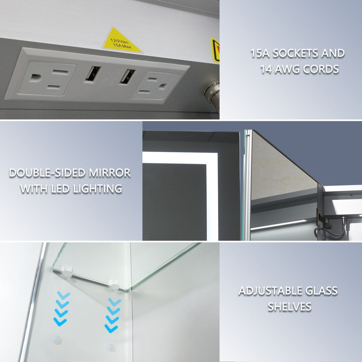 Boost-M2 Large Medicine Cabinet 72" W x 32" H Bathroom Narrow Light with Vanity Mirror Recessed or Surface