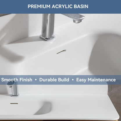 30 inch Floating Bathroom Vanity with Sink, Pre-Assembled, Wall Mounted Plywood Bathroom Storage Cabinet with Safety Rounded,Large Soft-Close Fluted Drawers & Metal Handles