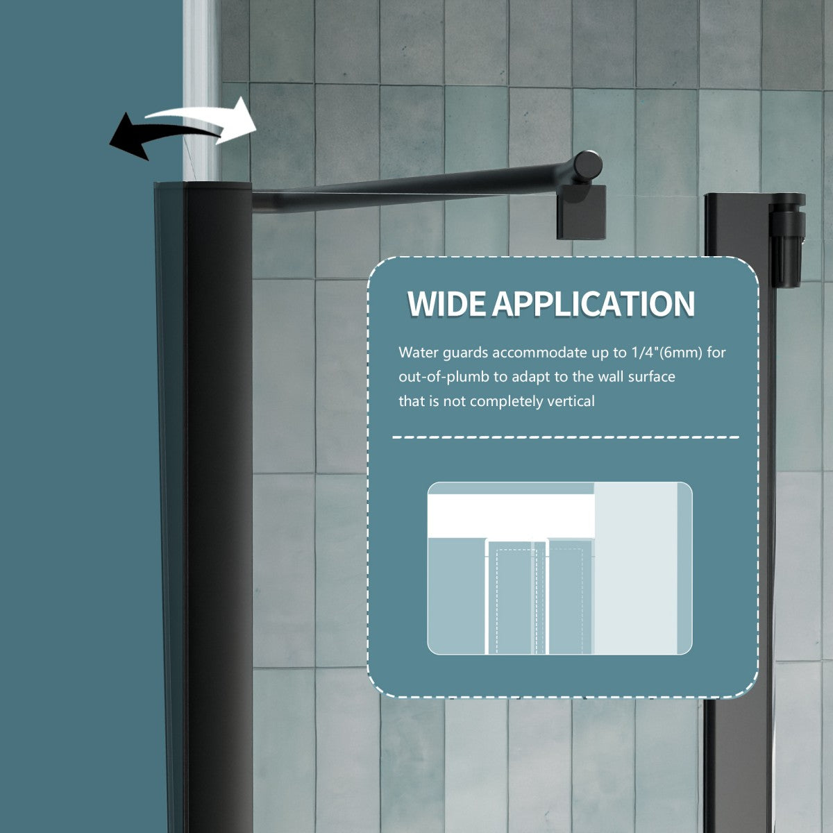 Classy-LB 35.2-36" x 58" Bathtub Screen Panel Pivot Swing Shower Door for Bathtub 180° Pivot 6mm Tempered Glass,Black