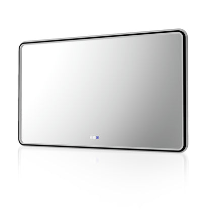 Lumina 55" W x 36" H LED Lighted Bathroom Mirror,High Illuminate,Inner and Outer Lighting,Anti-Fog,Dimmable,Black Frame with Rounded Corners