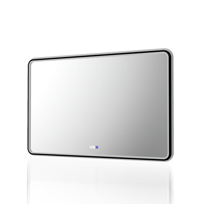 Lumina 48" W x 30" H LED Lighted Bathroom Mirror,High Illuminate, Inner & Outer Lighting,Anti-Fog, Dimmable,Black Frame with Rounded Corners