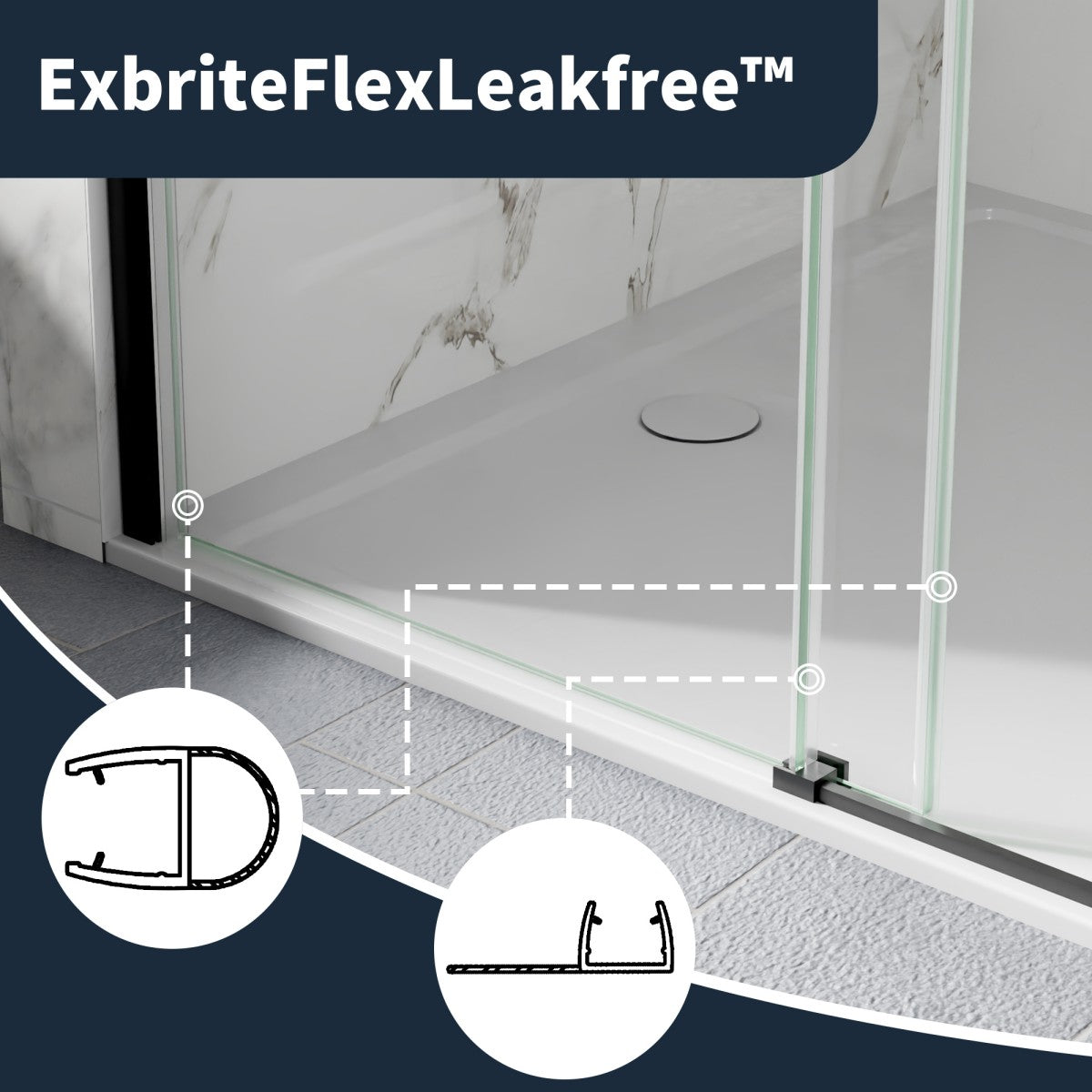 56-60" x 76" Frameless Sliding Shower door,Matte Black,Easy clean,Fixed Glass Left|ExBrite Elysian-R Series