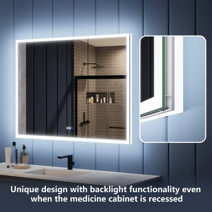 Illusion 48" x 36" LED Lighted Medicine Cabinet with Magnifiers Front and Back Light