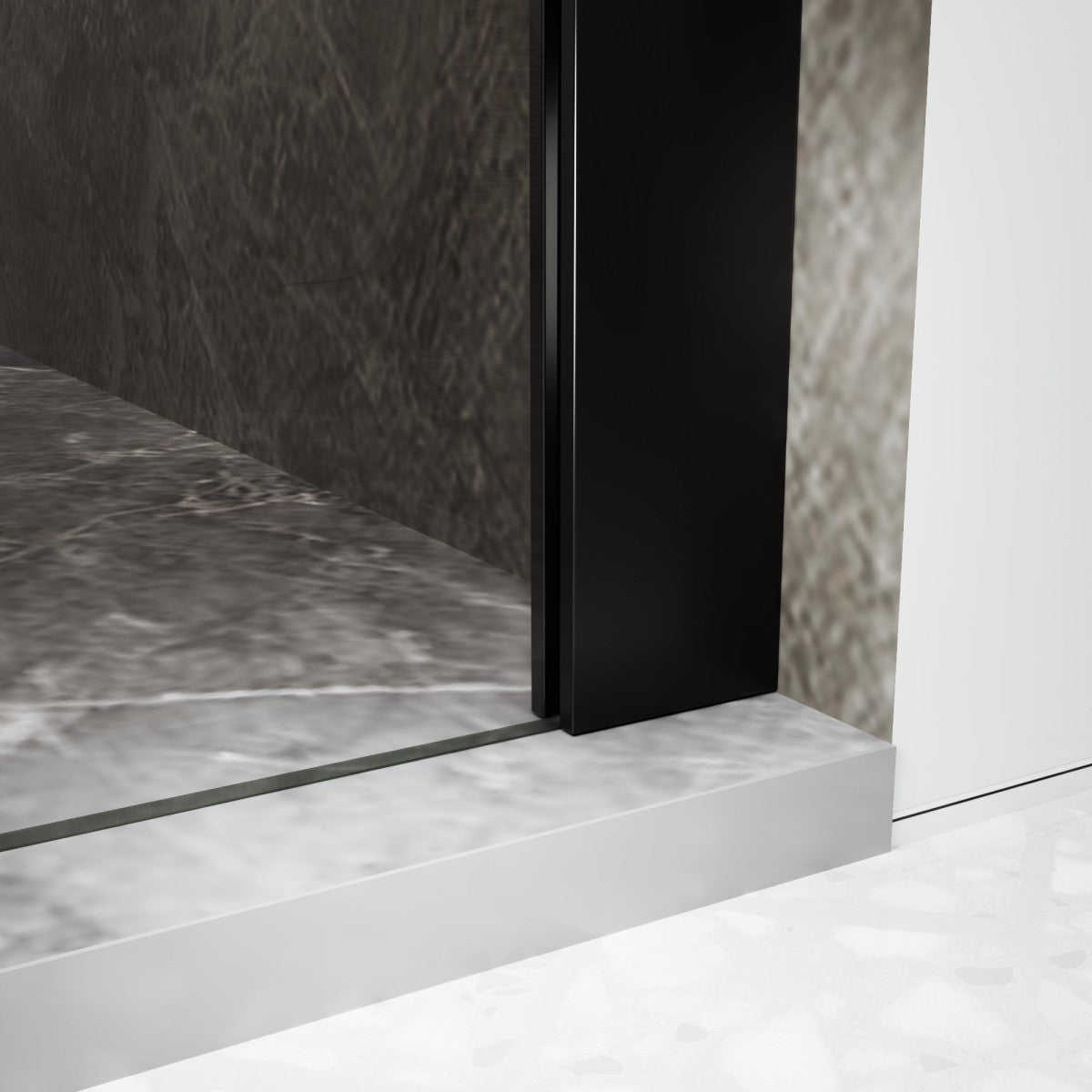 47-48" x 74" Pivot Frameless Shower Door,Matte Black,Easy clean|ExBrite Valor Series