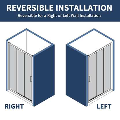 Nexus 44-48W x 70.H Easy Clean Framed Tri-Fold Sliding Shower Door with 1/4" (6mm) Clear SGCC Tempered Glass,Brushed Golde Finish