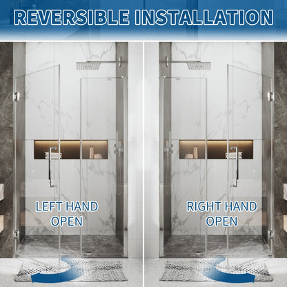 47-48" x 74" Pivot Frameless Shower Door,Chrome,Easy clean|ExBrite Valor Series