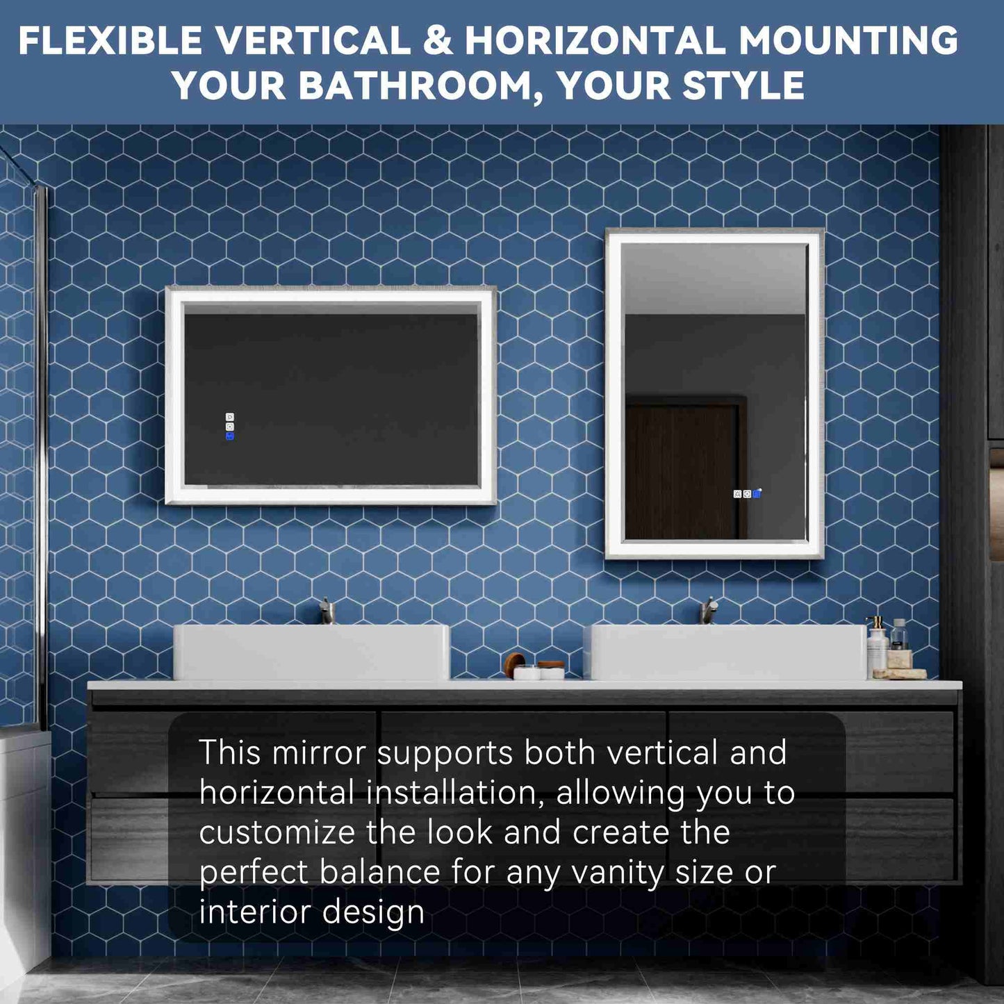 Verloar 22" W x 34" H Lighted Bathroom  Mirror,Dimmable,Anti Fog,Front-Lit Illumination