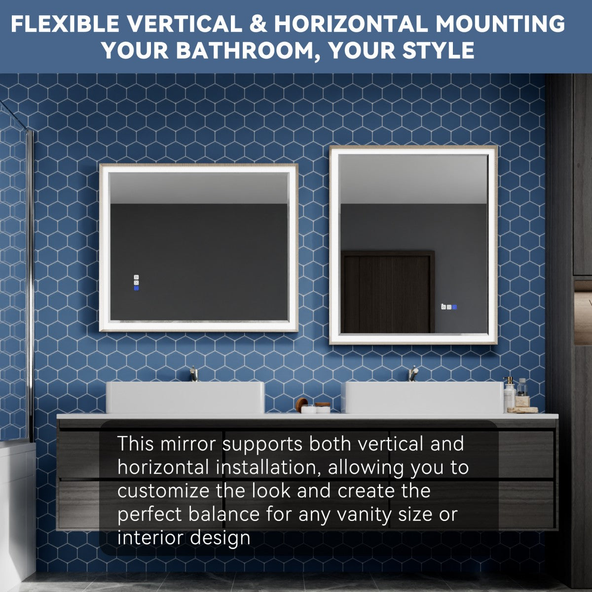 Verloar 30" W x 36" H Framed Lighted Bathroom  Mirror,Dimmable,Anti Fog,Front-Lit Illumination,Brushed Nickel